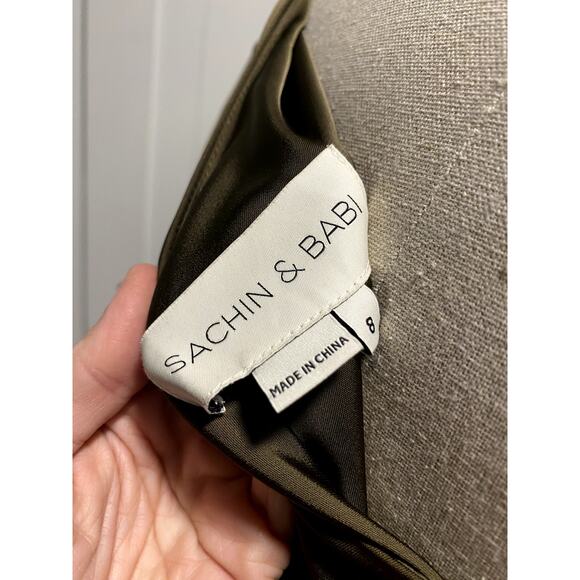 Sachin & Babi Evangeline Olive Green One Shoulder Jewel Midi Dress 8 - Picture 4 of 10